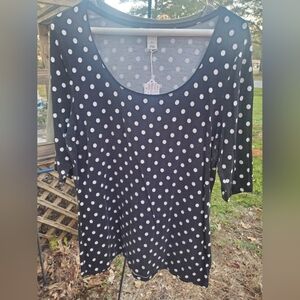 White House | Black Market top, size large and black with white polka dots.